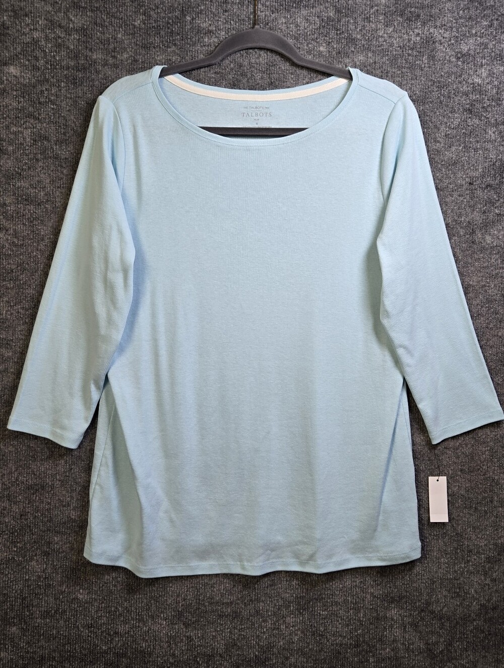 Talbots T Shirt Womens X Light Blue Cotton Boat Neck Everyday New